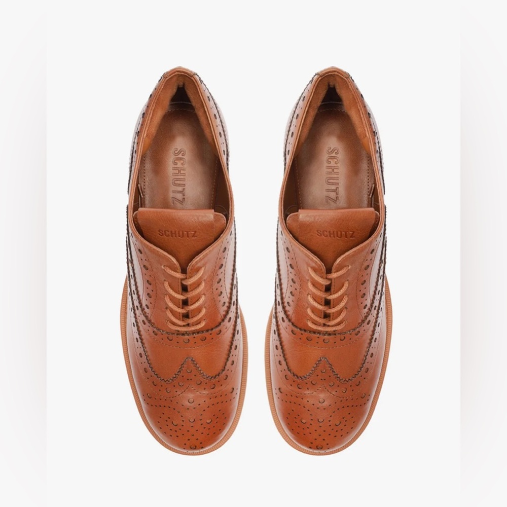 NWOB Schutz  women’s DAVID OXFORD FLAT in Brown, Sz 7.5